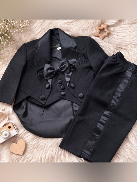 Weikexi Other - Weikexi Baby Boy 3M Black 4 Piece Suit Formal Tuxedo Set, Like New